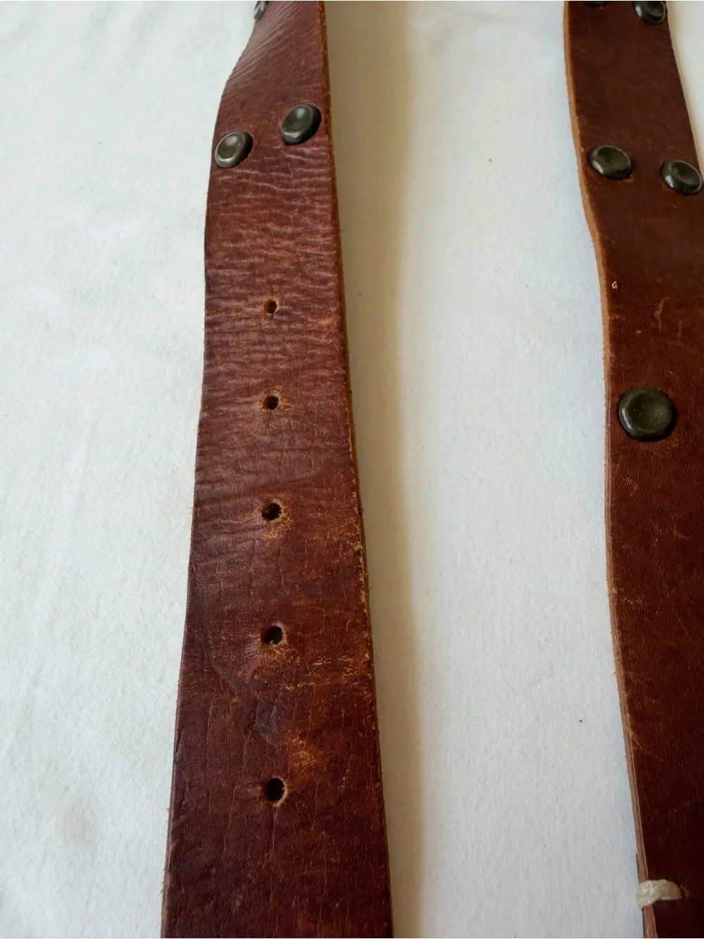 Vintage STAMP 10 Genuine Leather Studded Belt Size M W/ Brass Buckle